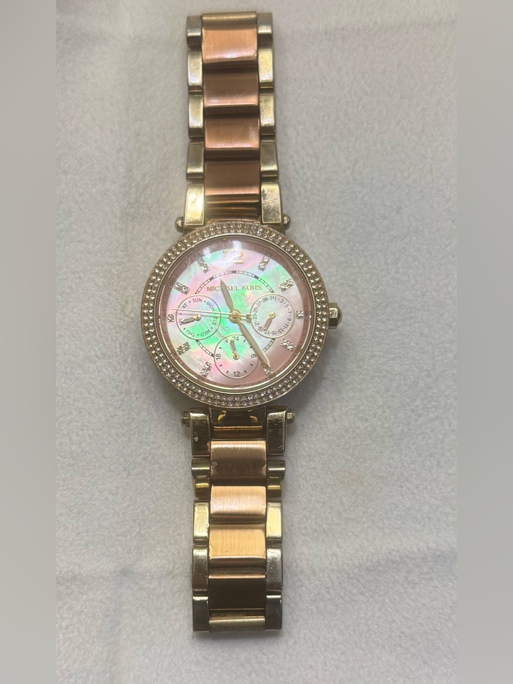 Authentic Michael Kors MK6477 Ritz Two-Tone Gold Rose Gold Crystal Watch